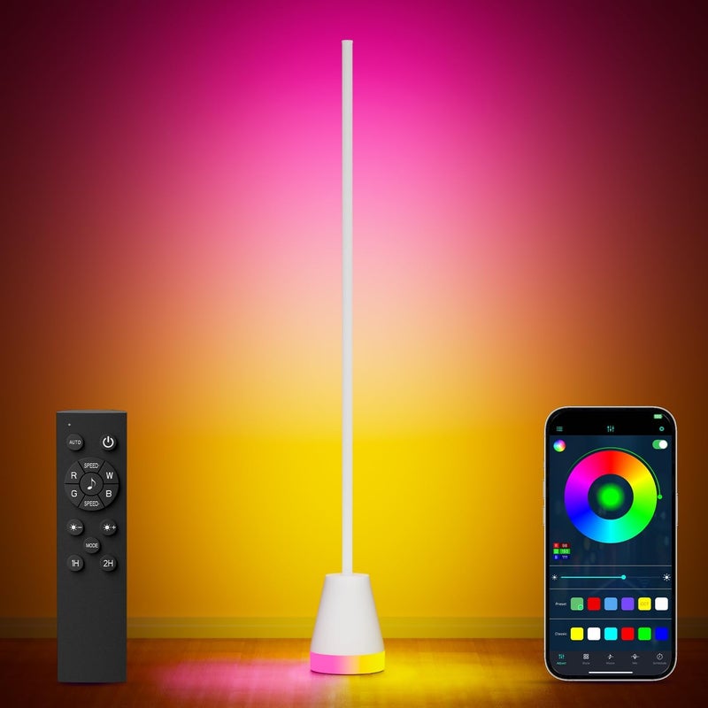Keepsmile Smart RGB LED Corner Floor Lamp,172 LEDs Bright Standing Lamps for Living Room with APP and Remote,Modern Floor Lamp with Music Sync and 16 Million Colors, Ambient Lighting for Bedroom White - Image 1